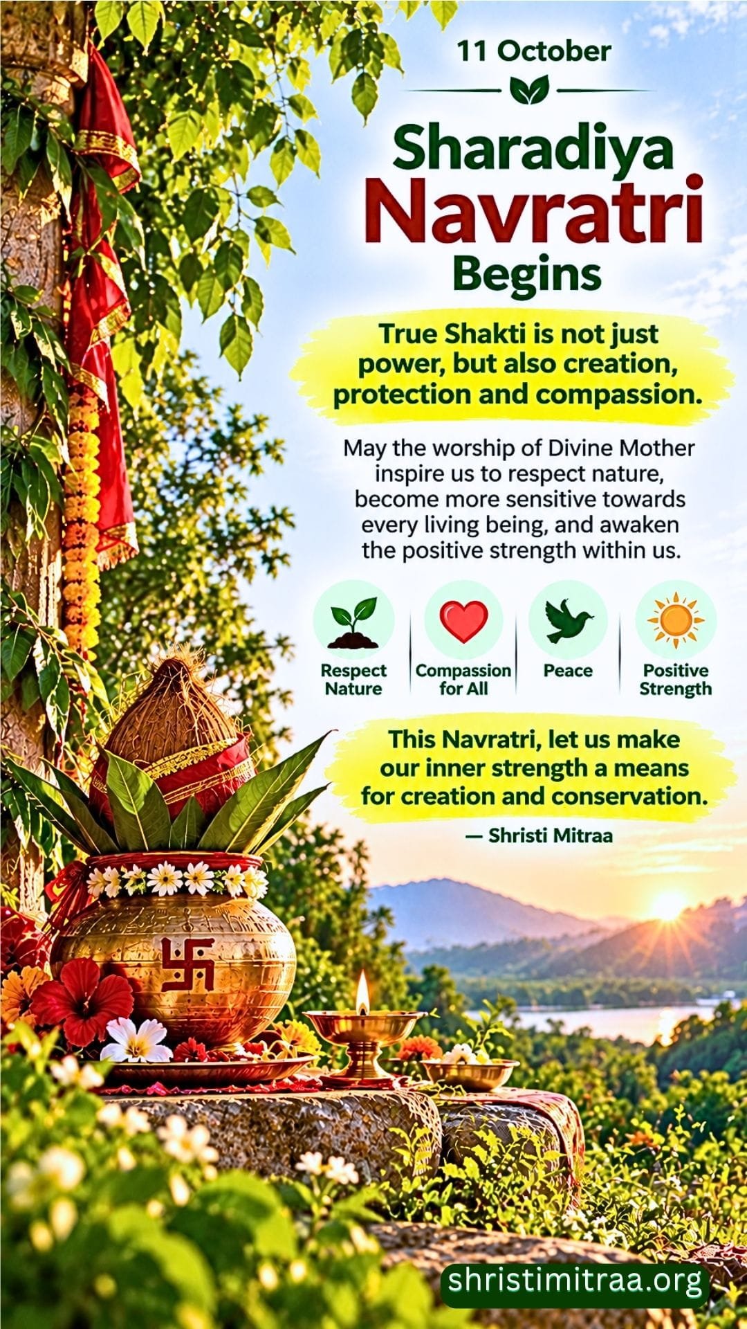 October 11 – Commencement of Sharadiya Navratri